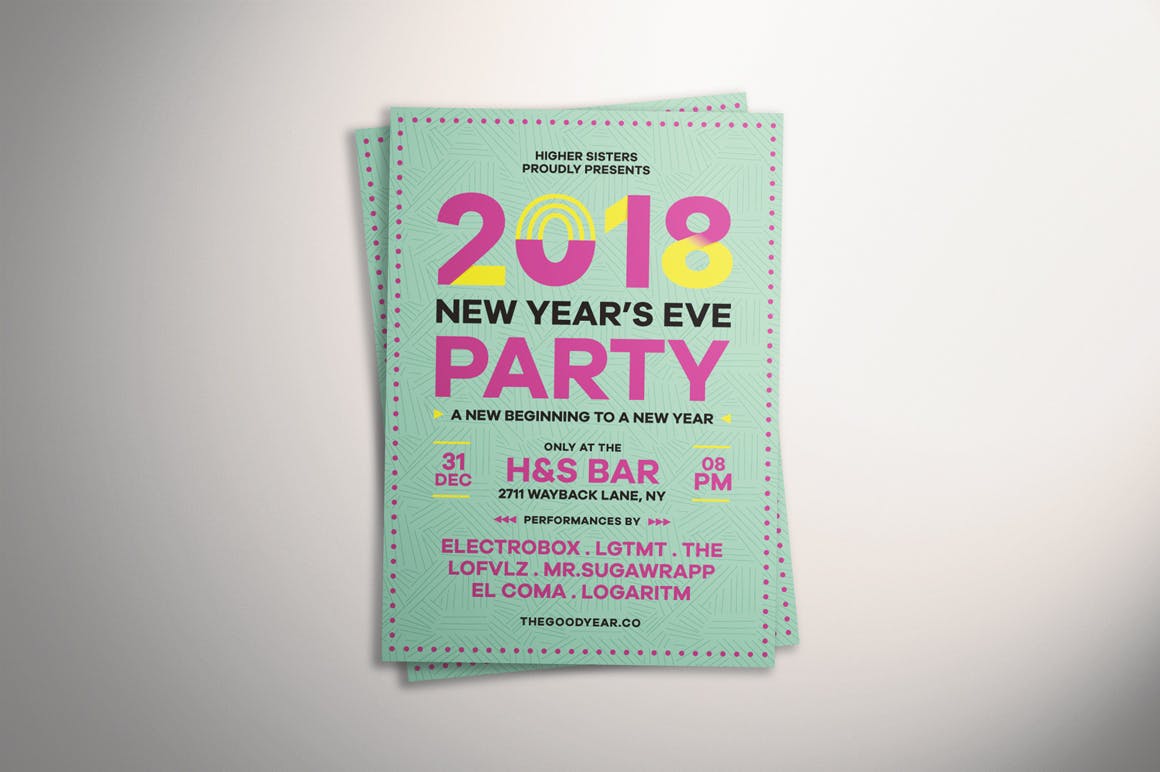 新年前夜主题活动海报传单模板 New Year’s Eve Flyer插图(2)