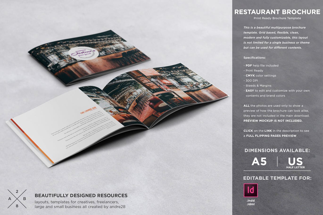 高档西餐厅宣传画册设计模板 Restaurant Brochure Template插图