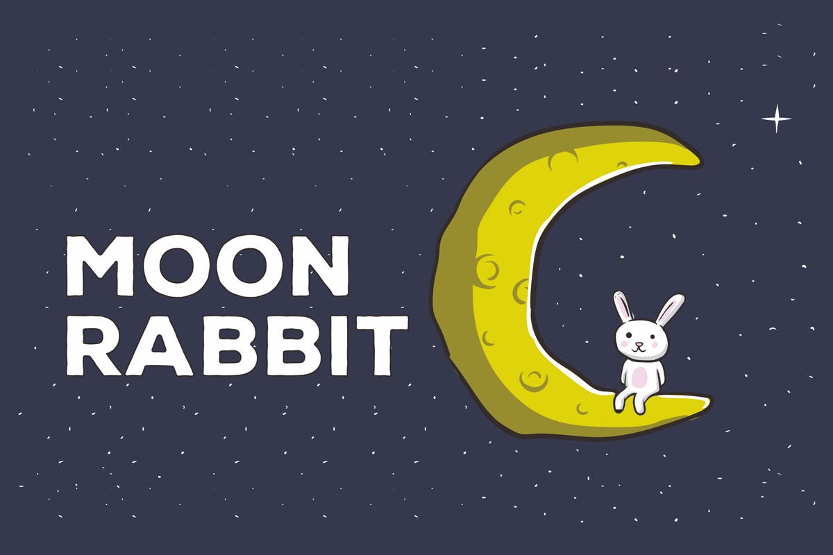 月亮兔子矢量插画设计素材 Moon Rabbit Vector Illustration Artwork插图