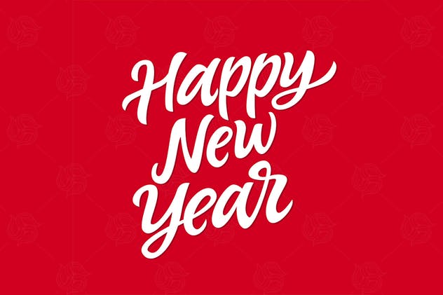 新年快乐英文手绘字体矢量图形 Happy New Year – vector hand drawn lettering插图(1)