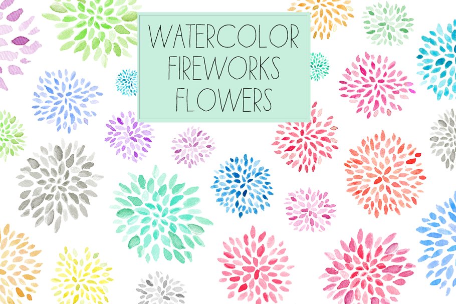 多彩火花花卉图案纹理 Fireworks Flowers插图