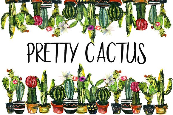 仙人掌水彩剪贴画 Pretty Cactus Watercolor Clipart Set插图4