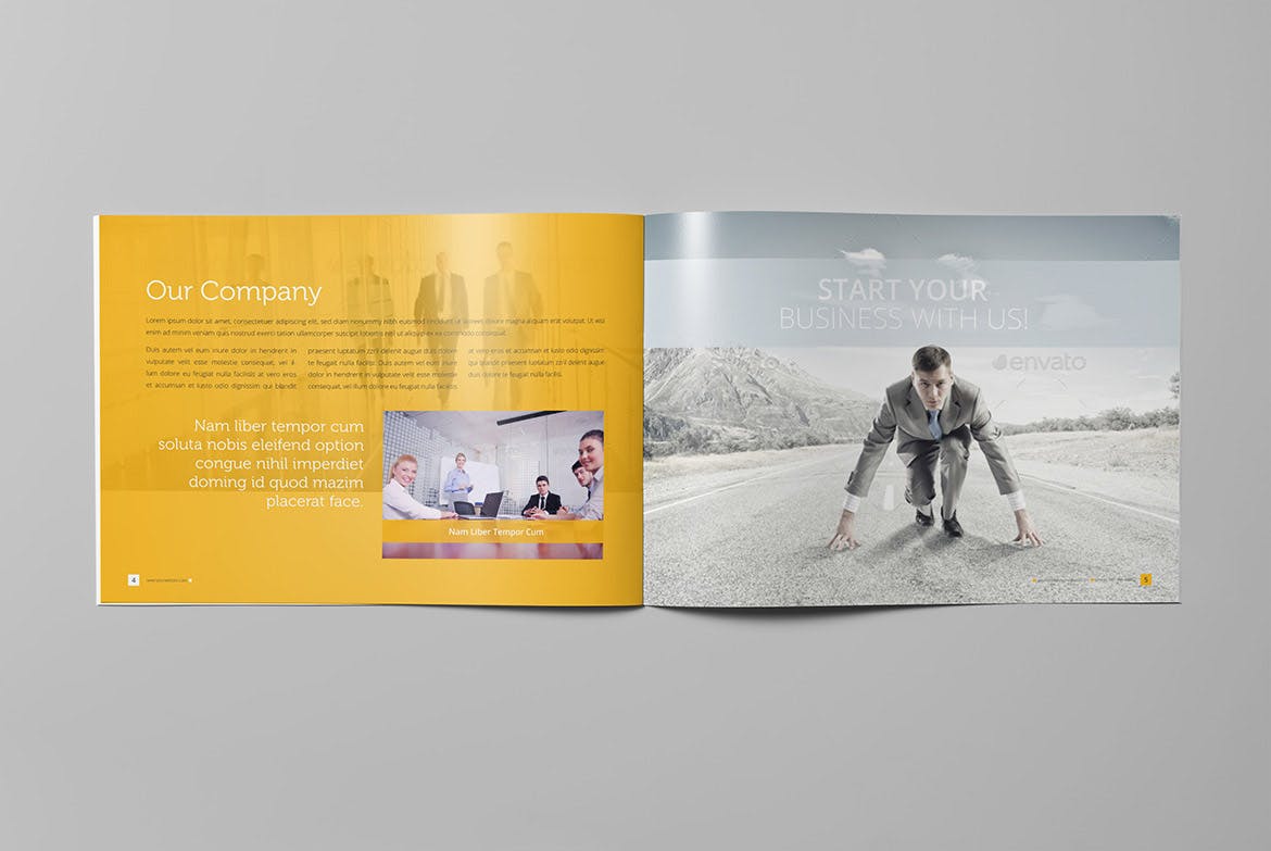 简约设计风格公司宣传画册版式设计模板 Clean Business Landscape Brochure插图(3)