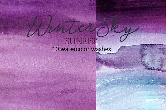 纯手绘水洗效果紫色水彩图案 Purple Watercolor Washes插图(4)