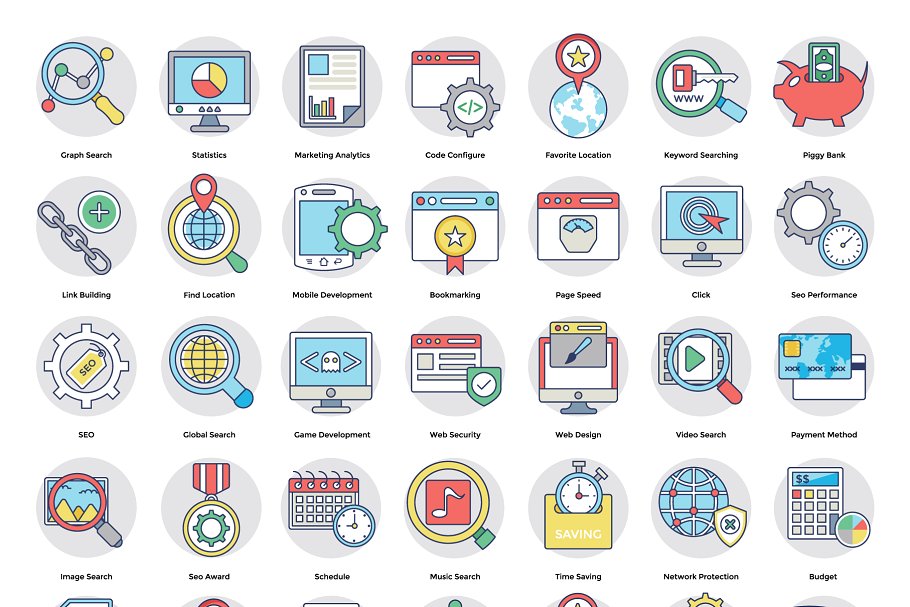 203个彩色数字市场营销图标 203 Digital Marketing Icons插图(1)