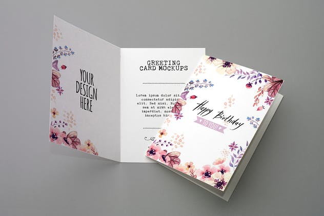 生日/派对/婚礼邀请函贺卡样机v2 Invitation & Greeting Card Mockups v2插图(1)