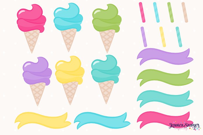 手绘风格冰淇淋矢量素材 The Ultimate Ice Cream Clipart Pack插图2