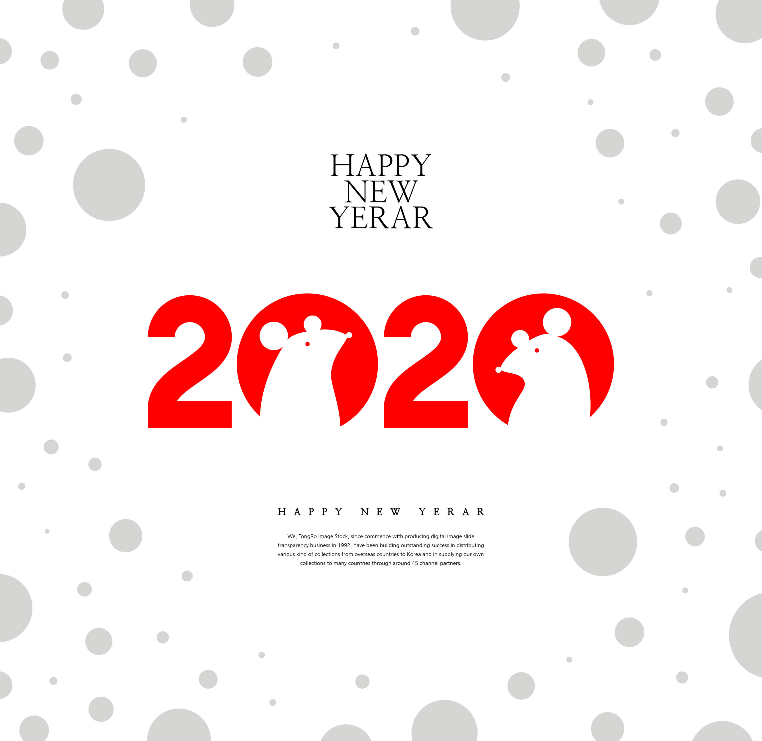 创意2020鼠年新年快乐主题海报模板套装[PSD]插图