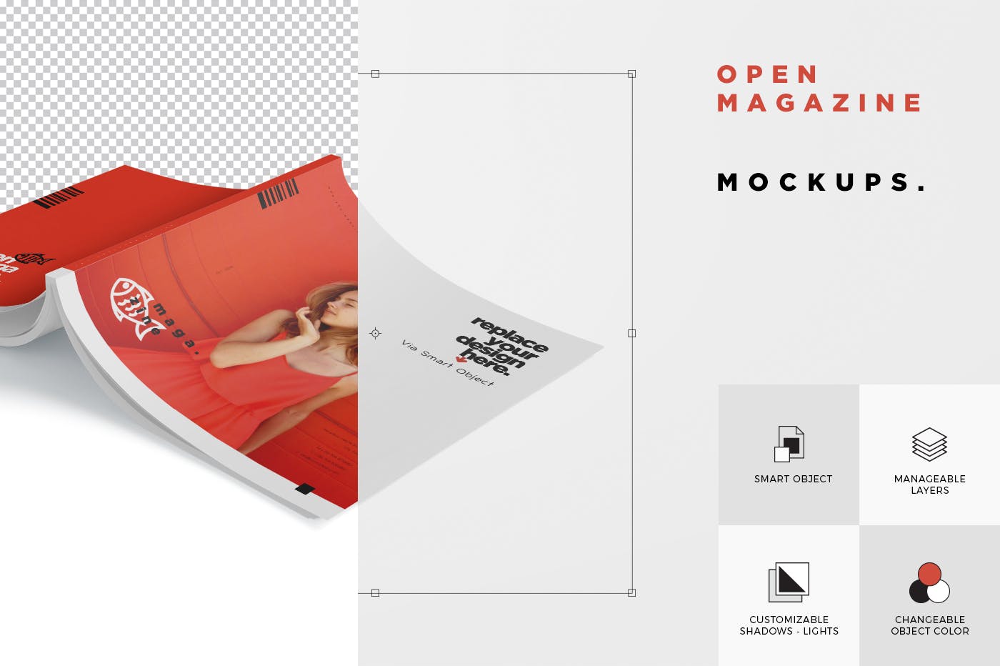 杂志内页排版设计印刷效果图样机 Open Magazine Mockups插图(6)