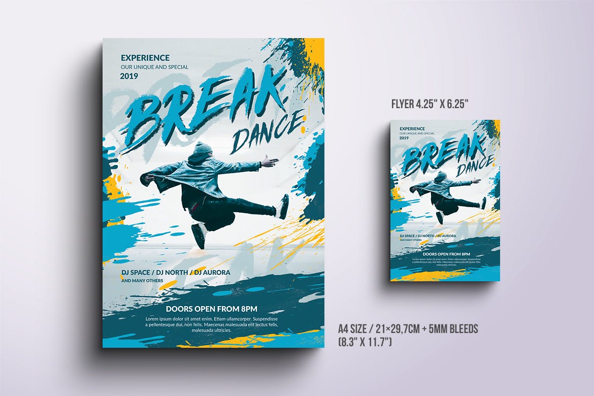 霹雳舞活动海报传单设计模板插图(1)
