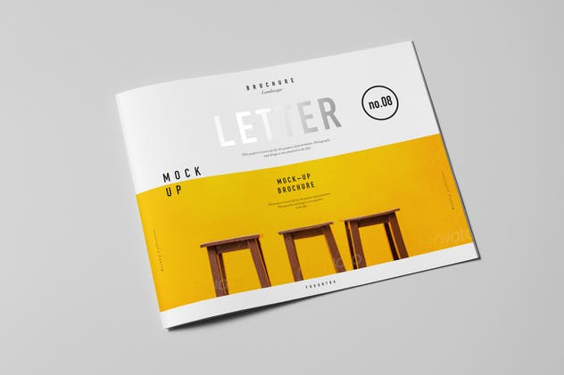 水平视觉画册样机模板 US Letter Horizontal Brochure Mock-up插图(3)