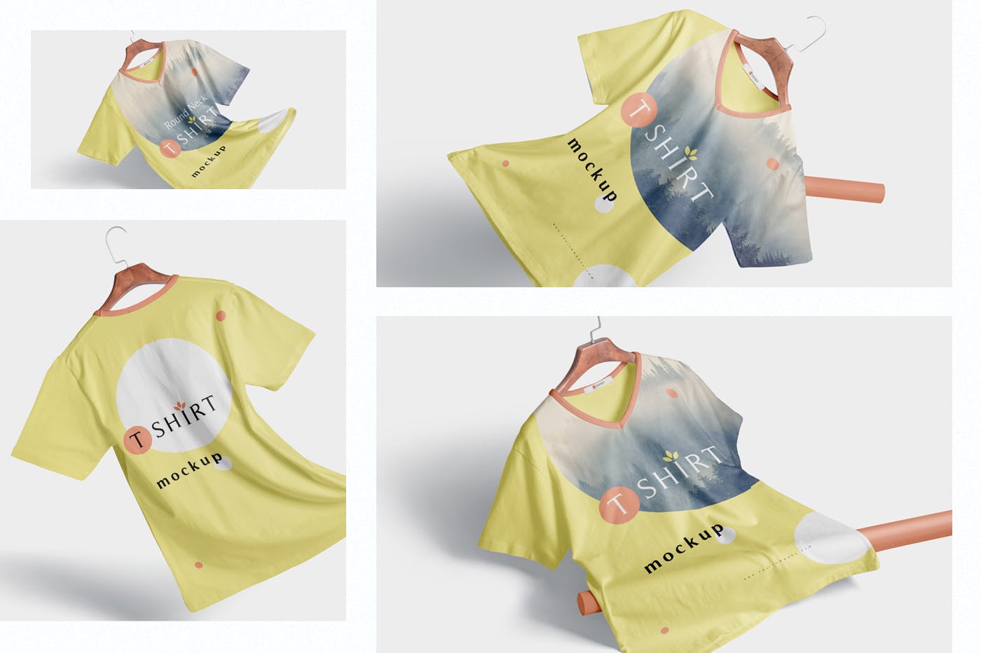 高品质T恤印花设计多角度预览效果图样机 Premium Quality T-shirt Mockup Scenes插图(1)