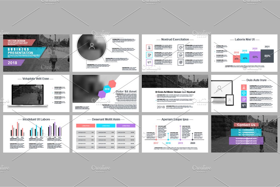 信息图表数据汇报工作幻灯片设计矢量图形 Powerpoint Slide Templates插图(6)