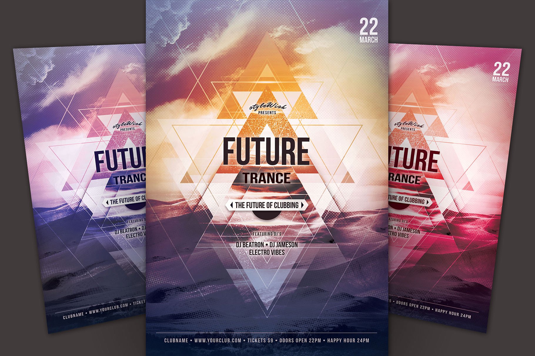 DJ音乐派对传单模板 Future Trance Flyer Template插图