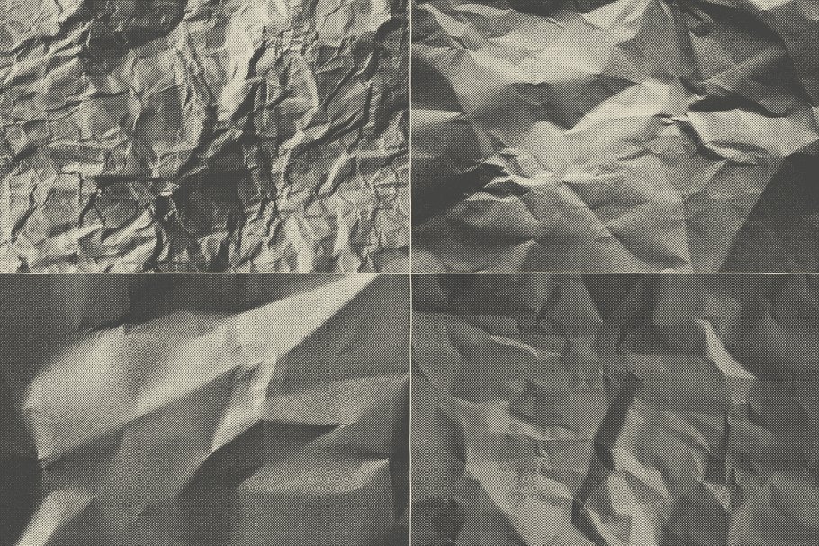 15款半色调皱褶纸张纹理 15 Crumpled Paper Halftone Textures插图5