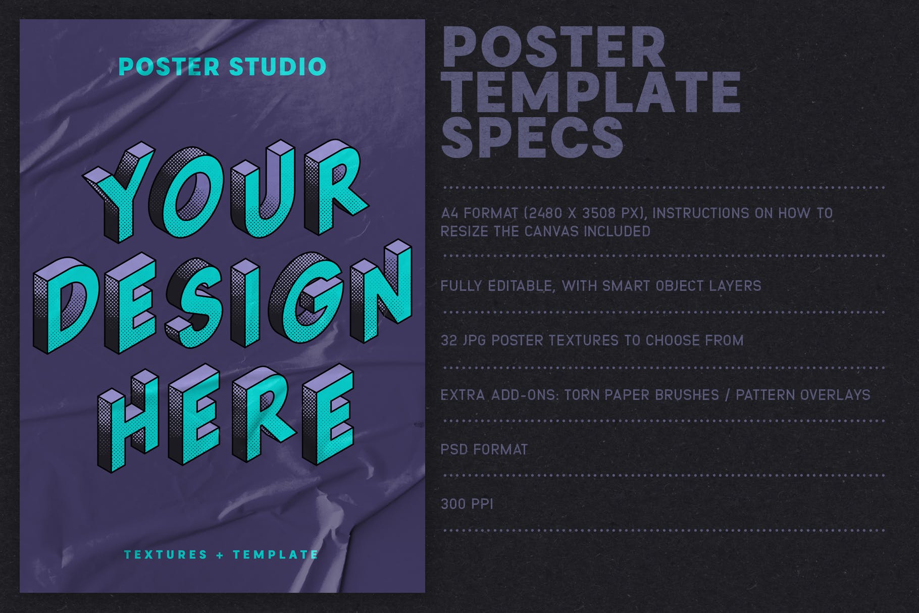 海报张贴效果图样式生成PS笔刷 Poster Studio for Photoshop插图(4)