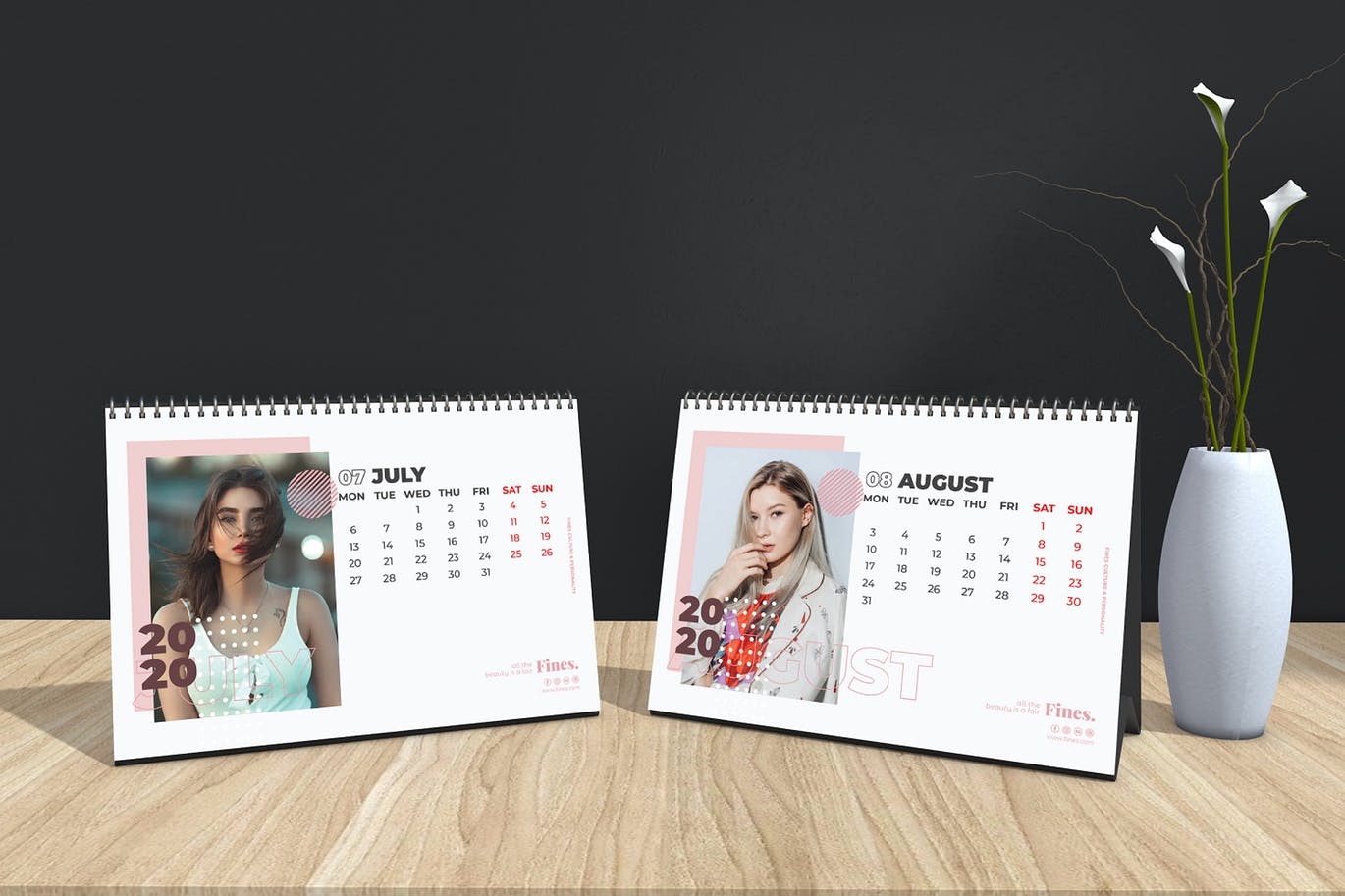 2020年时尚活页台历设计模板 Fines – Fashion Table Calendar 2020插图5
