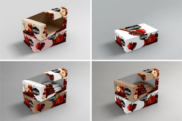 15支包装巧克力零售货架包装盒设计样机 Retail Shelfbox 15 Packaging Mockup插图(1)