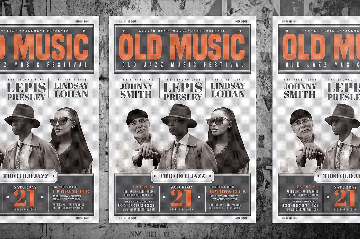 老式怀旧音乐会海报宣传模板 Old Vintage Music Flyer [psd]插图(2)