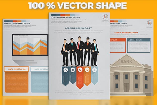 商业策划/业务数据信息图表元素设计模板 Business Infographics A4 Template Design插图1