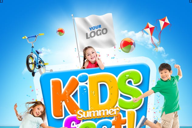 儿童乐园儿童夏令营活动海报模板 Kids Summer Fest FLyer插图(4)