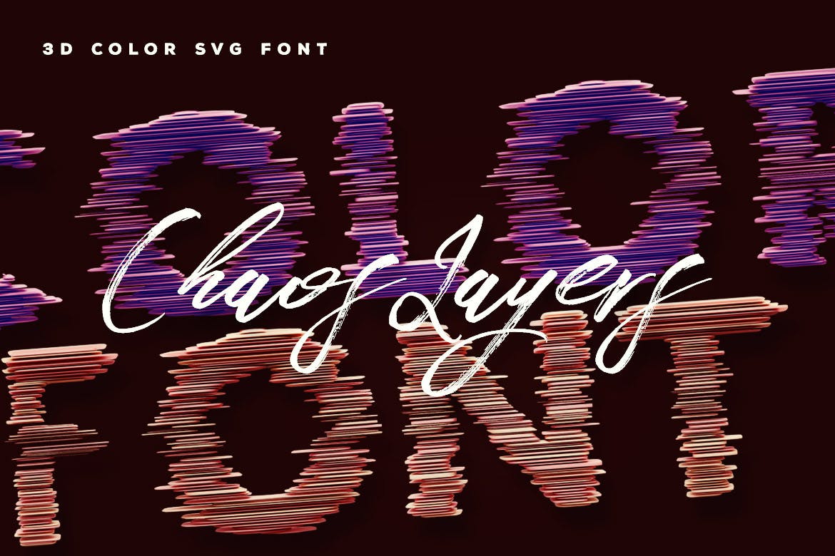 混沌分层彩色装饰字体 Chaos Layers Color Font插图