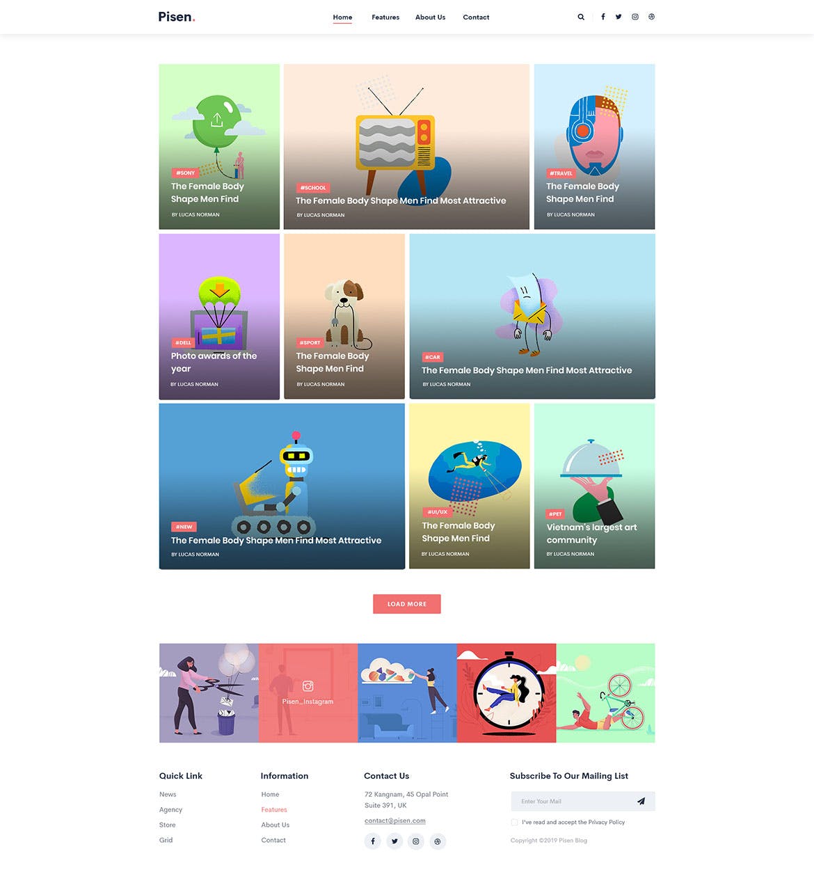 极简多图博客设计PSD模板 Pisen | Minimalist Blog PSD Template插图(9)