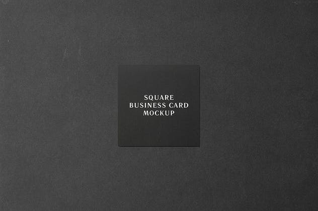 黑色方形商业名片样机模板 Square Business Card Mockup – Black Edition插图1