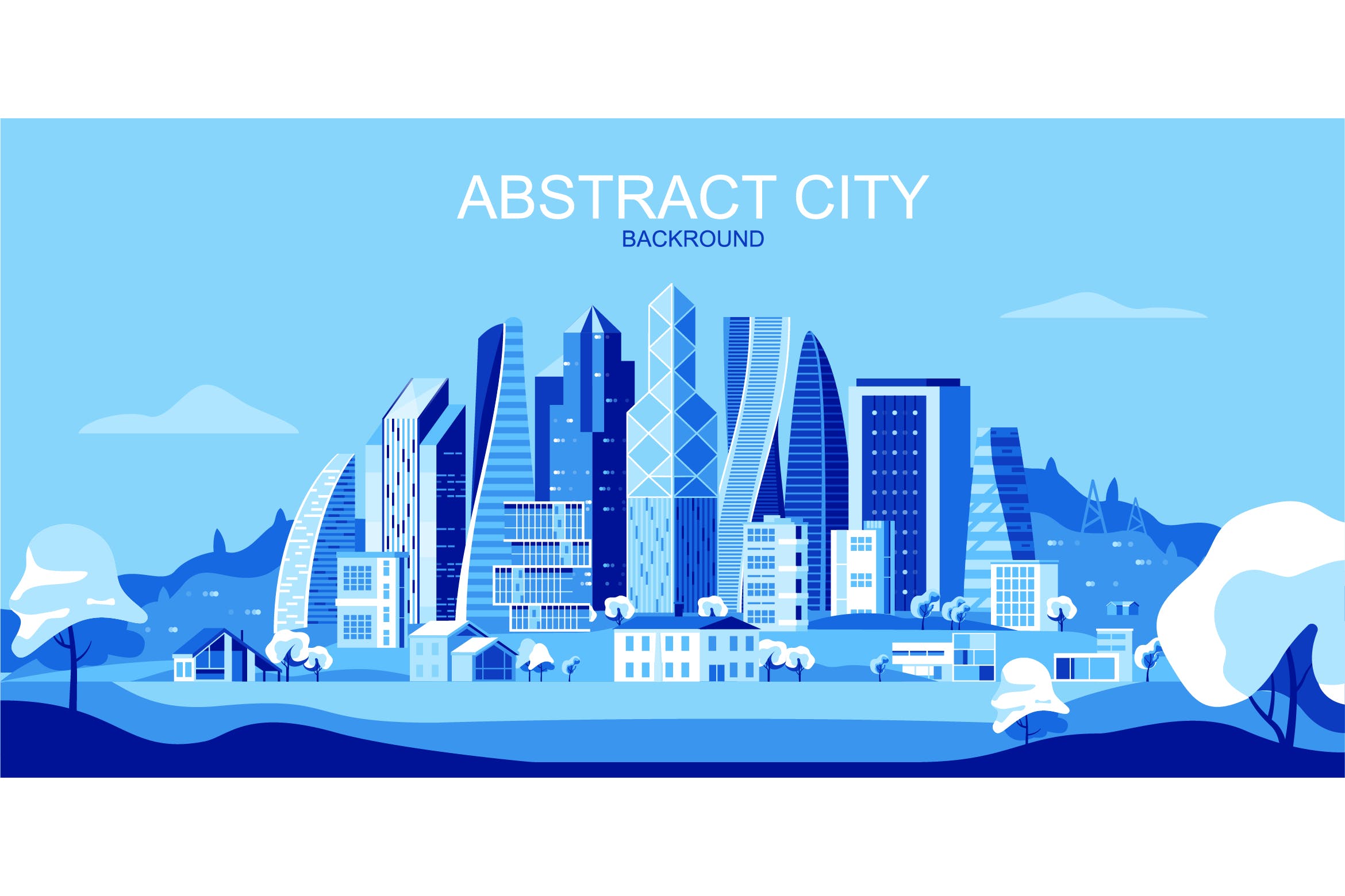 现代都市主题网站Header设计矢量插画 City Vector Illustration Header Website插图