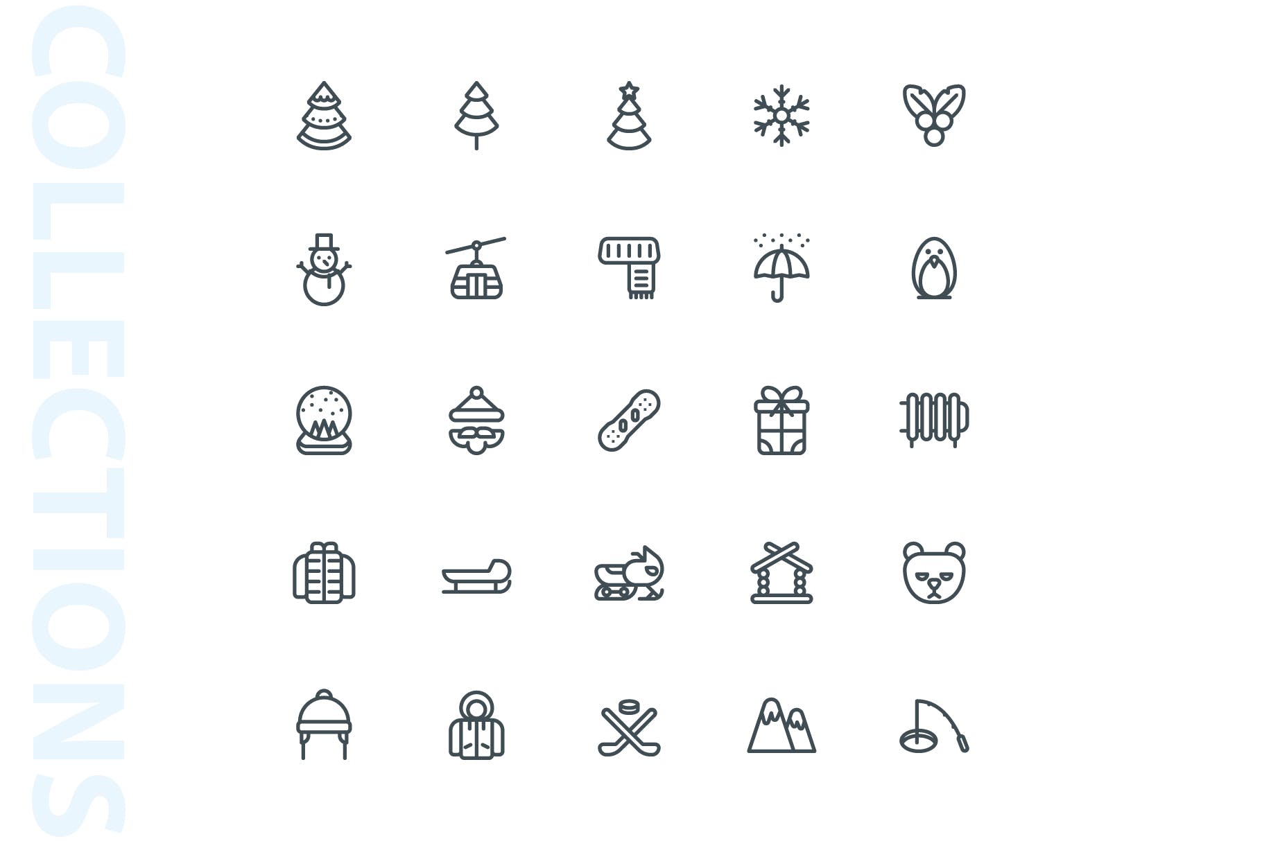 25枚冬天主题矢量线性图标v1 Winter Lineart Icons插图(3)