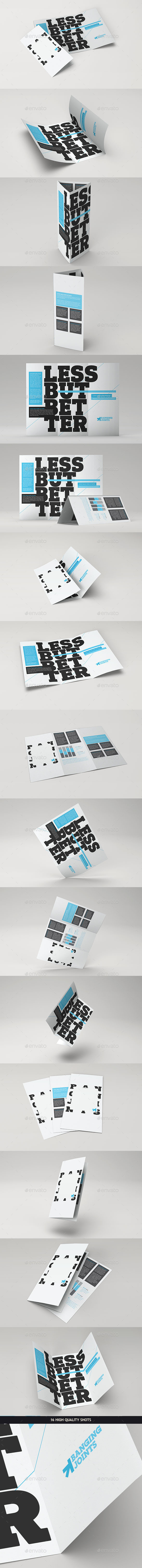 实用的三折页展示样机模板MockUp下载Trifold Brochure Mock-Up Pack [psd]插图