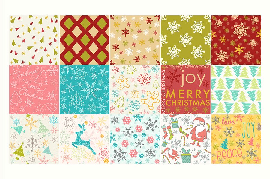 圣诞节主题元素图案纹理 Christmas Seamless Patterns插图(5)