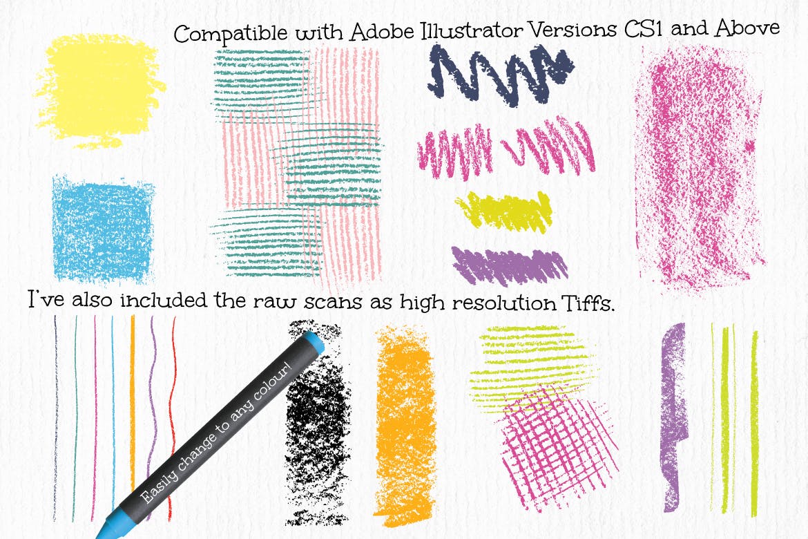 蜡笔画手绘必备：蜡笔纹理和图案设计素材 Wax Crayon Textures and Patters插图6