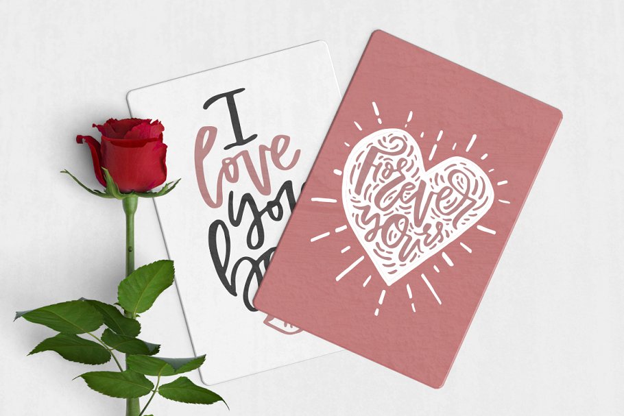 110个手写风格情人节浪漫祝福语插画 Valentine’s Day Lettering Pack插图13