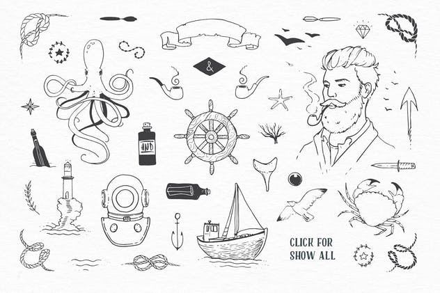 海洋主题水彩矢量插图设计套装 AquaWay — watercolored vector pack插图(1)