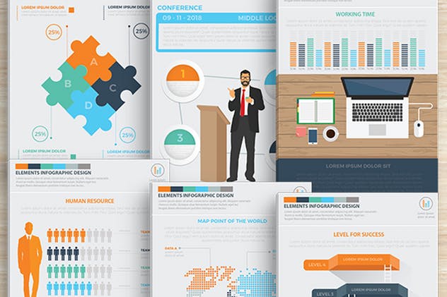 商业数据分析信息图表元素市场分析报告设计模板 CEO Infographics Design 17 Pages插图(4)