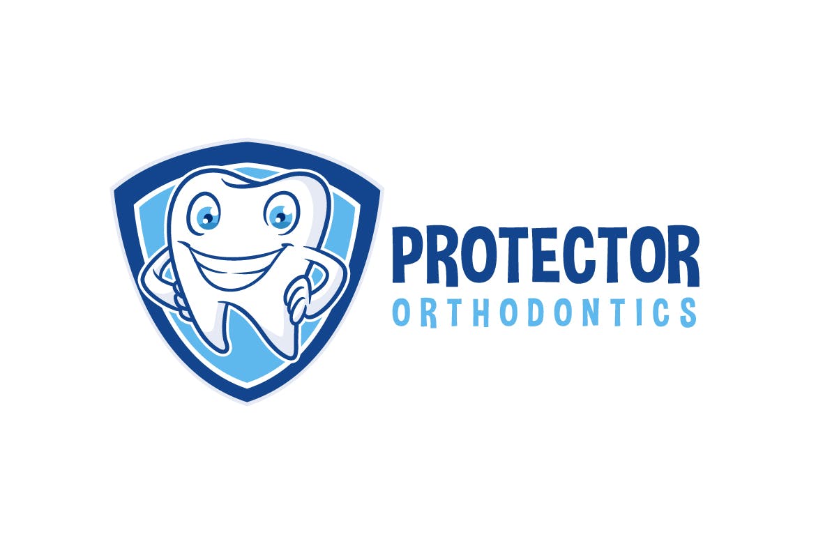牙齿护理品牌Logo设计模板素材 Tooth Protector – Dental Character Mascot Logo插图(1)