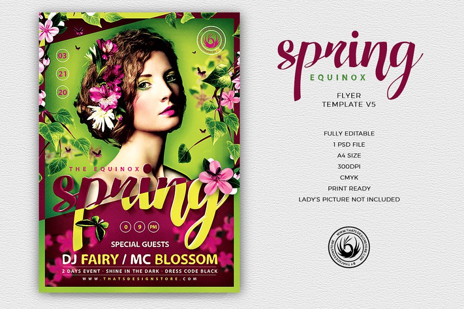 充满生命力春意盎然海报传单设计PSD模板 Spring Equinox Flyer PSD V5插图