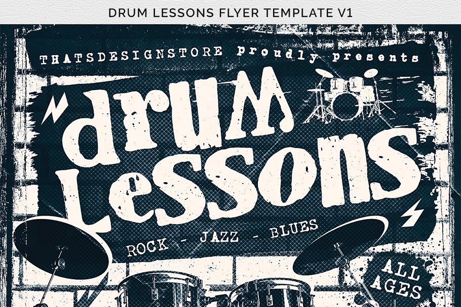 架子鼓演奏乐队表演宣传PSD模板V1 Drum Lessons Flyer PSD V1插图(12)