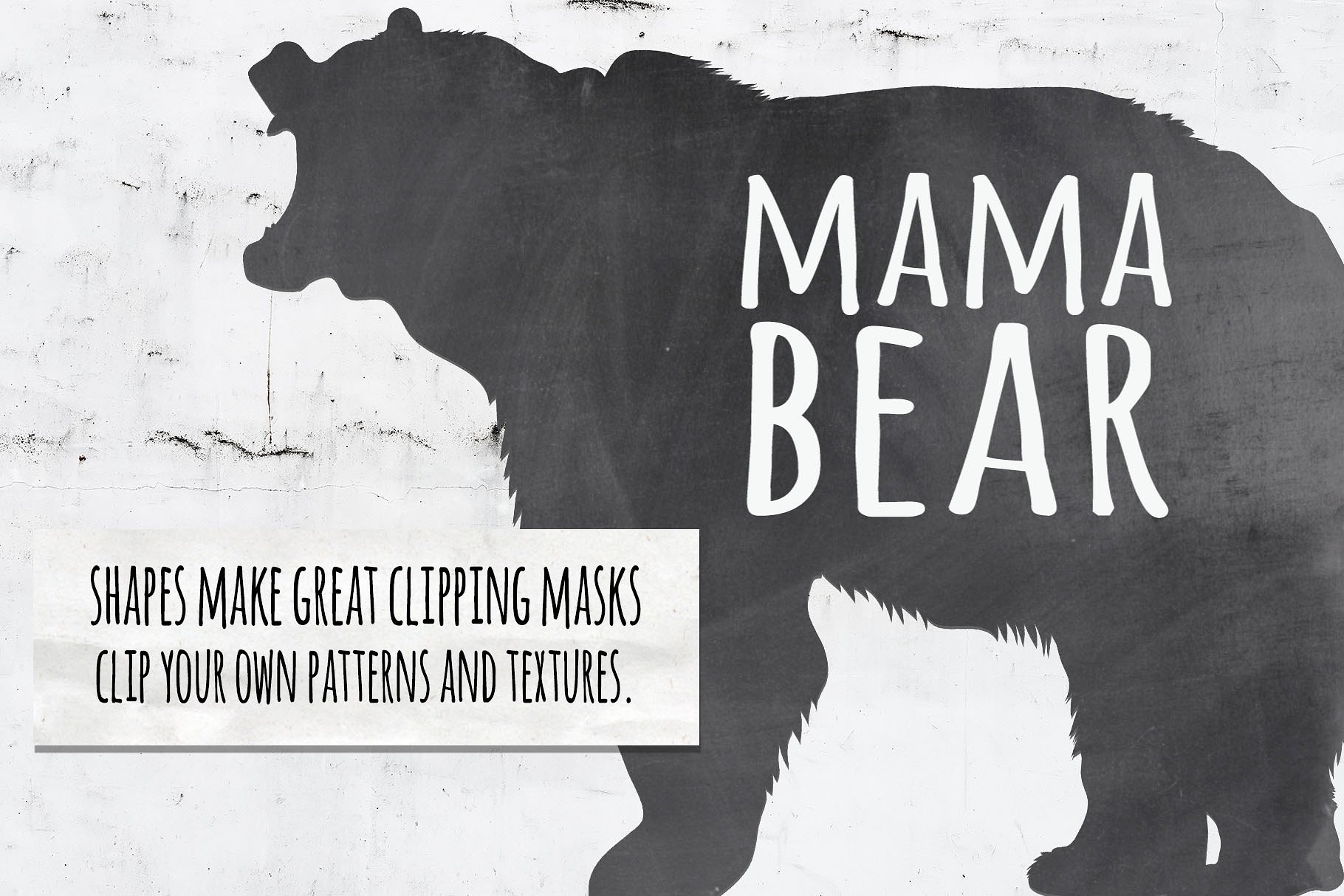 熊BB&妈妈轮廓矢量图形&PS笔刷 Baby & Mama Bear Silhouettes插图(1)
