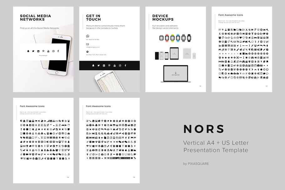 现代简单极简主义风格谷歌幻灯片模板 NORS Vertical Google Slide + GIFT插图21