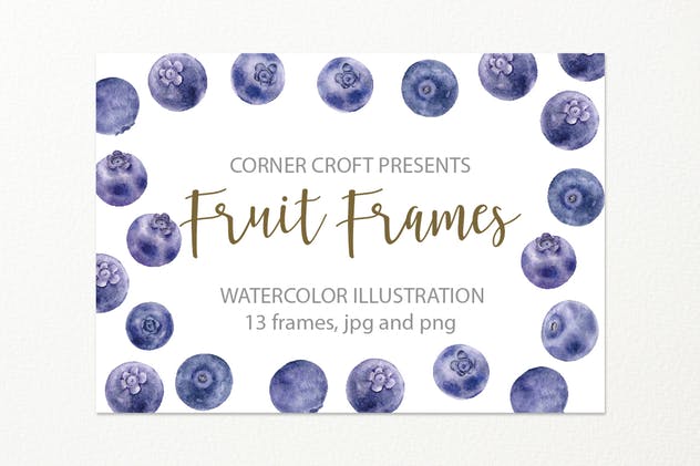 水果水彩手绘装饰框架插画素材 Watercolor fruit frame插图(5)
