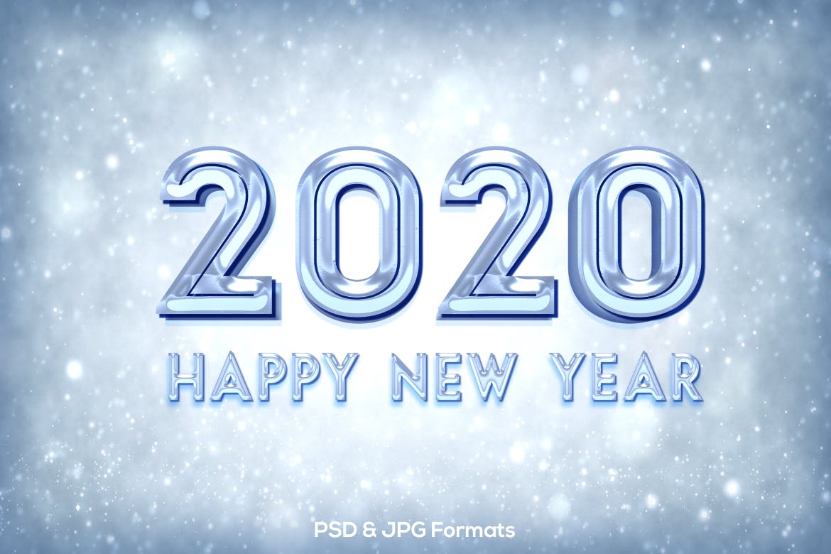 新年冰块效果字体设计PSD分层模板v1 New Year 2020 V1插图1