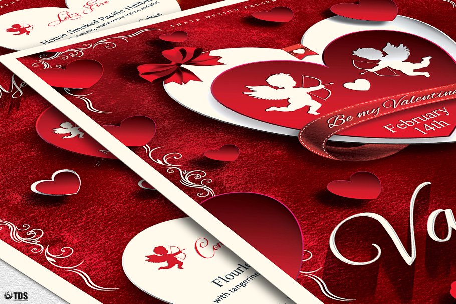 情人节主题传单PSD模板v1 Valentines Day Flyer+Menu PSD V1插图(5)