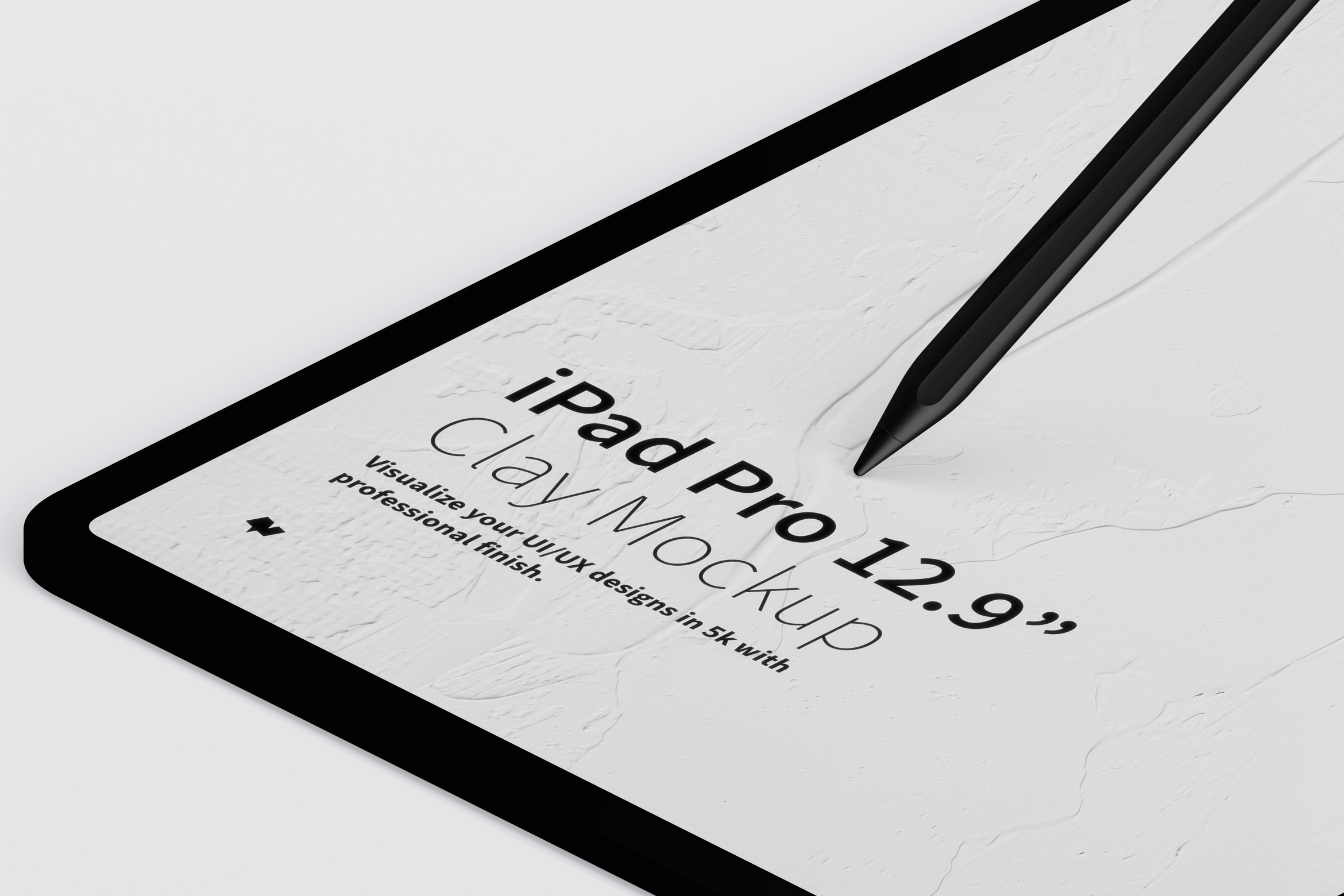 iPad Pro平板电脑等距右视图样机模板素材 Clay iPad Pro 12.9” Mockup, Isometric Right View插图(2)