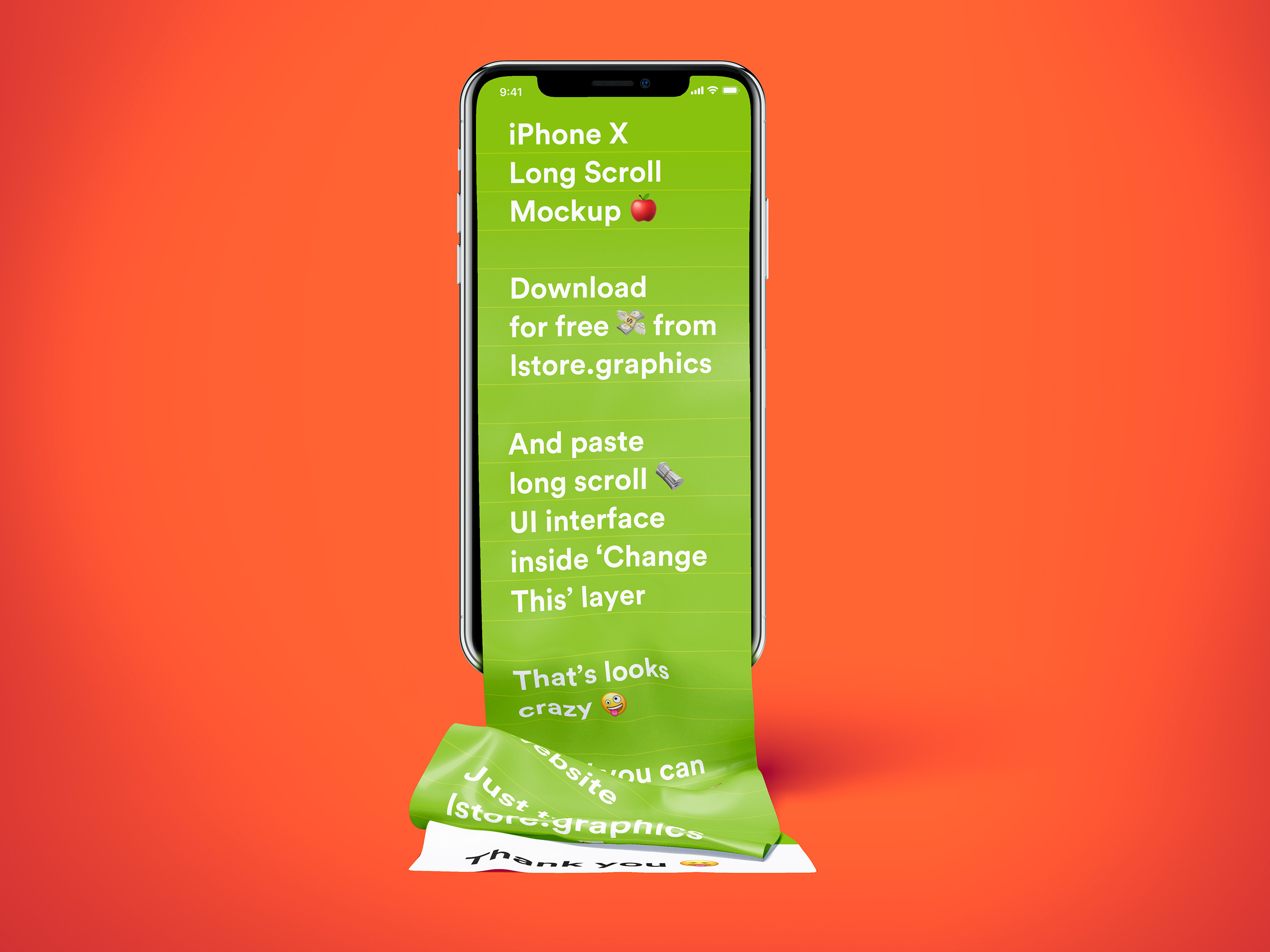 不一样的长滚动创意界面 iPhone X 样机 Free Long Scroll iPhone X Mockup插图(2)