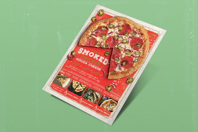 披萨广告促销海报传单设计 Pizza Promo Flyer插图(4)