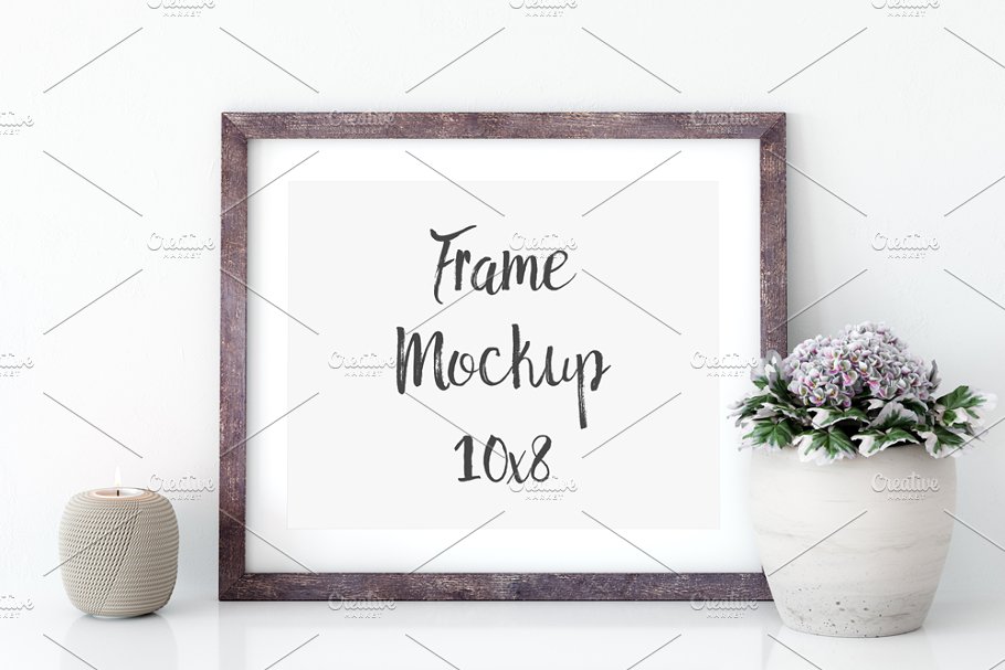 实木框画框样机 Frame mockup in white – 1 (10×8)插图(1)