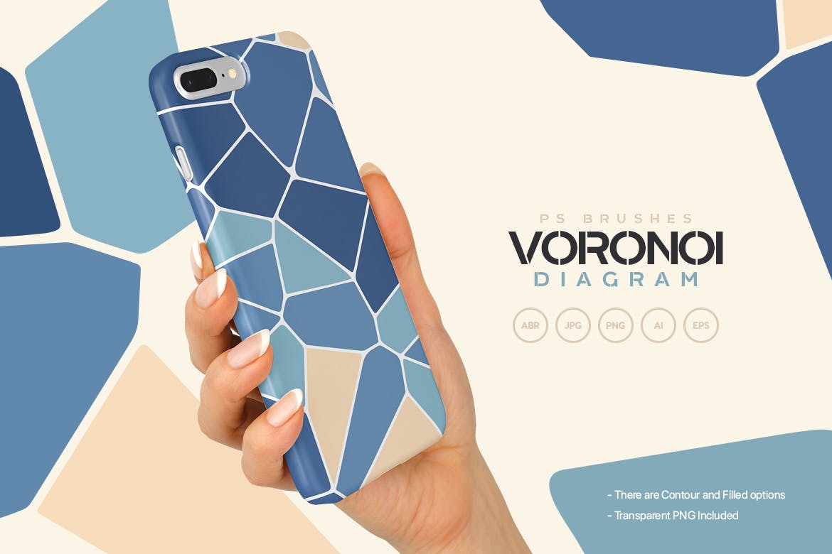 Voronoi不规则多边形几何图案PS笔刷 Voronoi Diagram Photoshop Brushes插图(2)