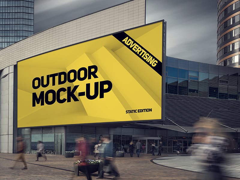 楼体大型灯箱/视频广告牌效果样机模板 Animated Outdoor Advertising Mockup插图(3)